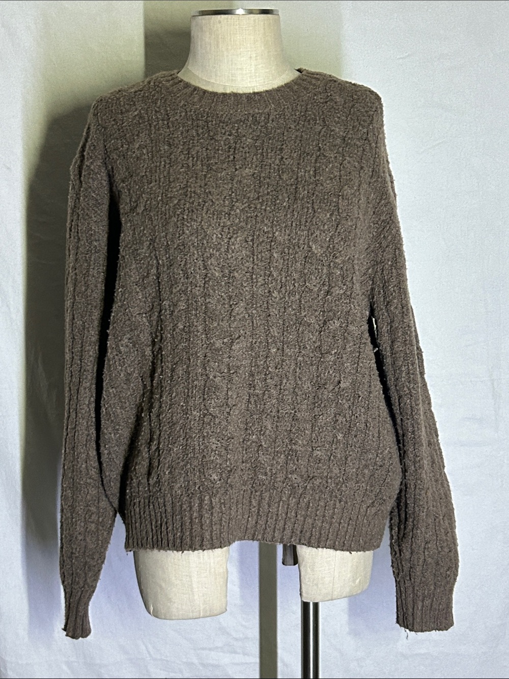 Hollister Brown Cable-Knit Crewneck Sweater